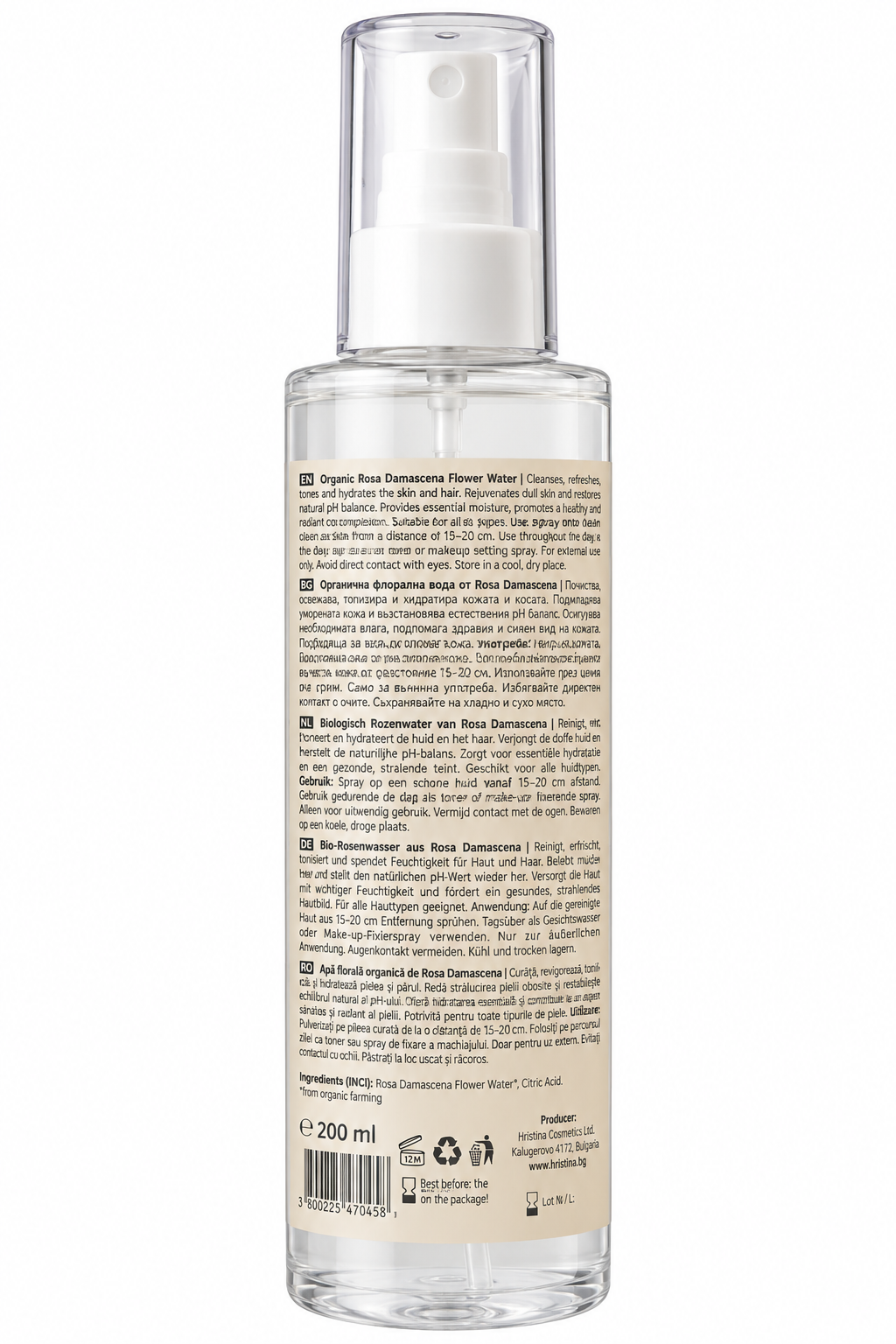 Organic Rose Water Rosa Damascena – 200 ml