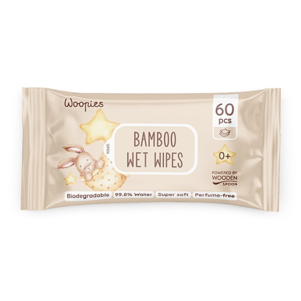 Woopies Biodegradable Bamboo Baby Wipes – 60 wipes