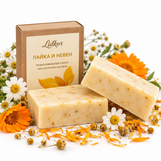 Natuurlijke Handgemaakte Zeep Kamille & Goudsbloem – 100 g